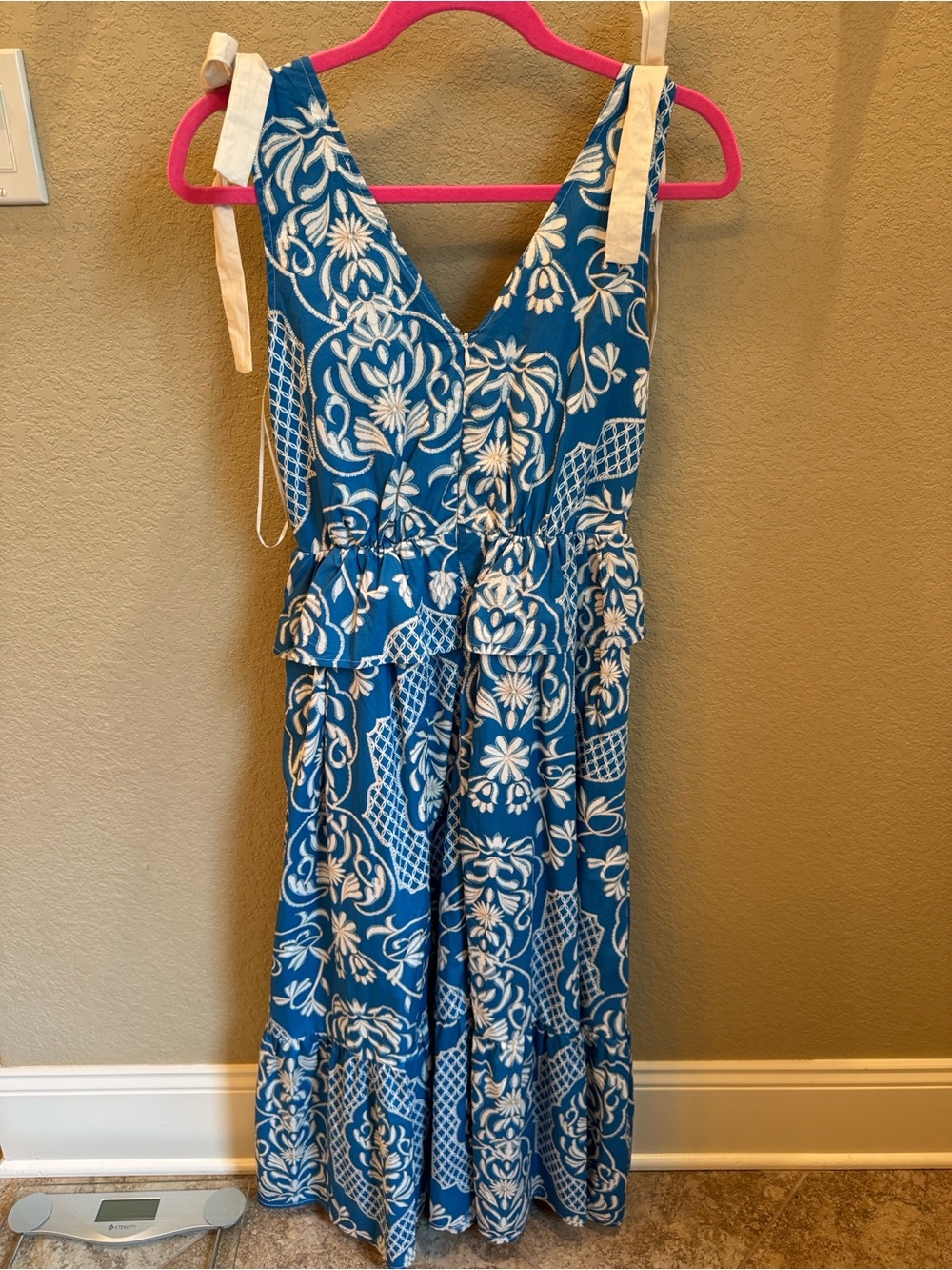 Moon River Teal and White Printed Maxi Dress
